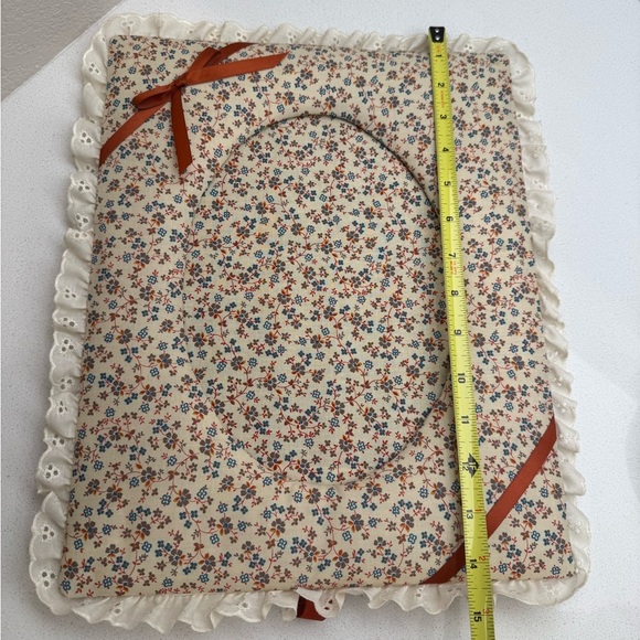 Vintage Fabric Padded Picture Frame 1980s Retro Floral Handmade Cottagecore Lace - Picture 9 of 12